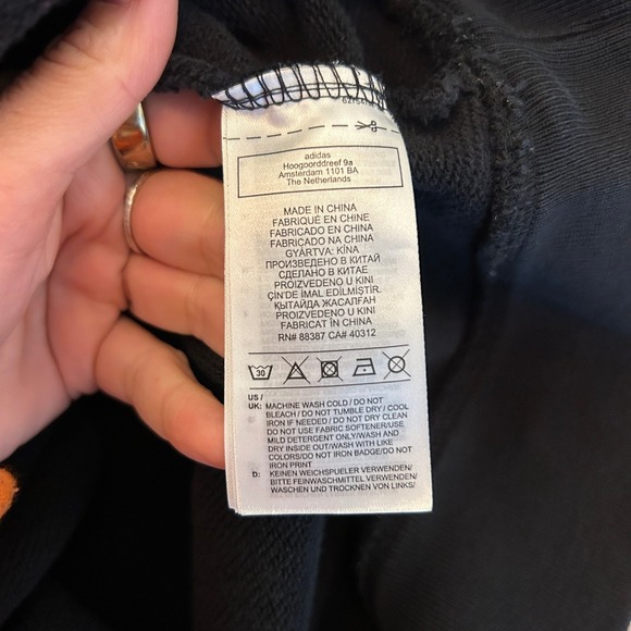 Adidas Originals Hoodie Black Oversized Logo Size M - Picture 11 of 11